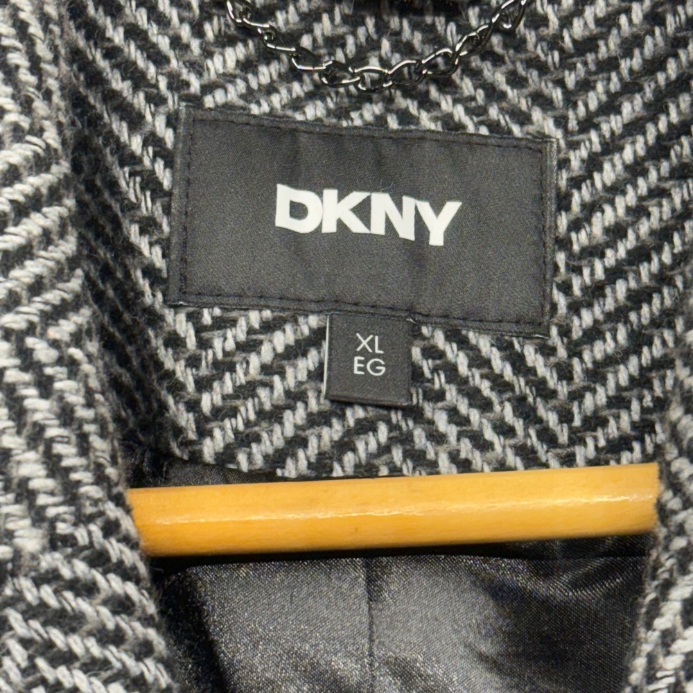 DKNY Women's‎ Herringbone Double Breasted Wool Blend Coat XL - Picture 10 of 16